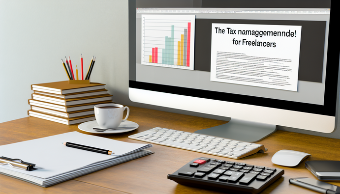 alt_text: Professional book cover for freelancers on tax management, featuring workspace elements and bold title.